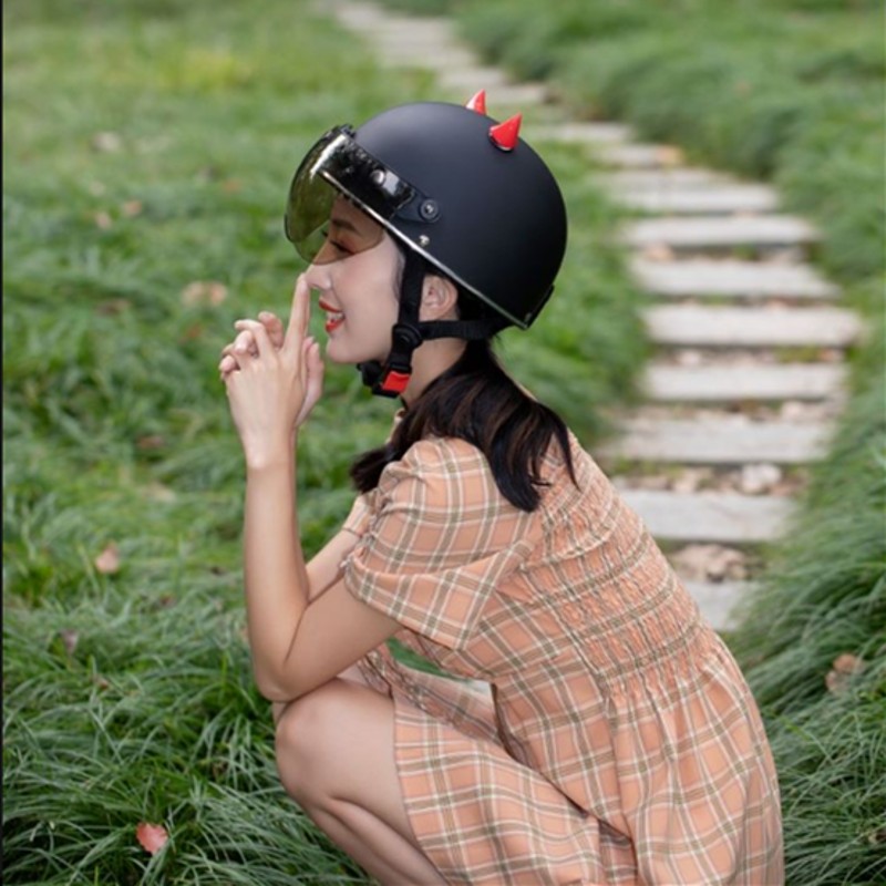 电动头盔犄角塑胶橡胶牛角装饰改装和猫耳朵红色配件吸盘个性复古