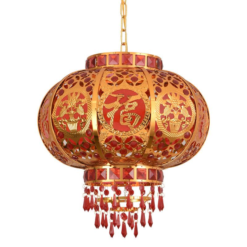 阳台灯挂饰光春节发结婚水晶福字大门口dle乔迁XEI旋转中笼秋灯笼