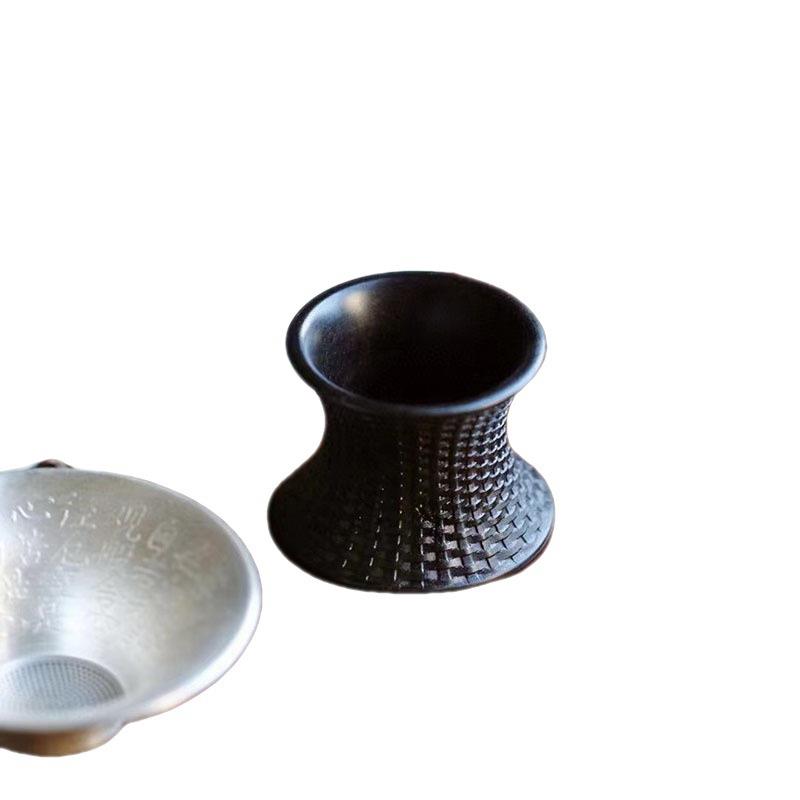 紫光檀编织纹茶漏置茶滤架茶漏底座盖置家用壶盖托架功夫茶具配件