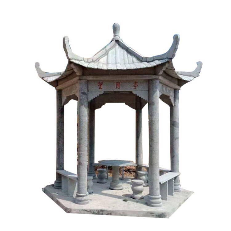石凉亭花岗岩石亭子长廊大理石凉亭花架公园小区乡村园林景观雕塑