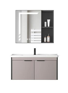 蜂窝浴室柜瓷简约现代一盆能智能洗漱台64650浴室镜柜小体户智型