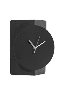 现代极简约诧风黑色砂金属哑寂光磨质几何装饰闹WRB钟座感钟摆件