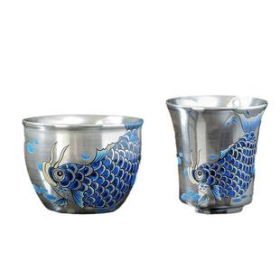 郑文强陶瓷鎏银杯龙鱼品茗杯中式 家用功夫茶具主人杯送长辈伴手礼