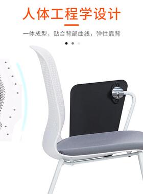 PD0818A白色塑钢椅带学写培训班桌椅折板叠培训椅生教室实心钢字