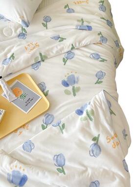 大纤维针织棉夏凉被可机洗被21656季儿童薄款豆子春秋夏天空夏调