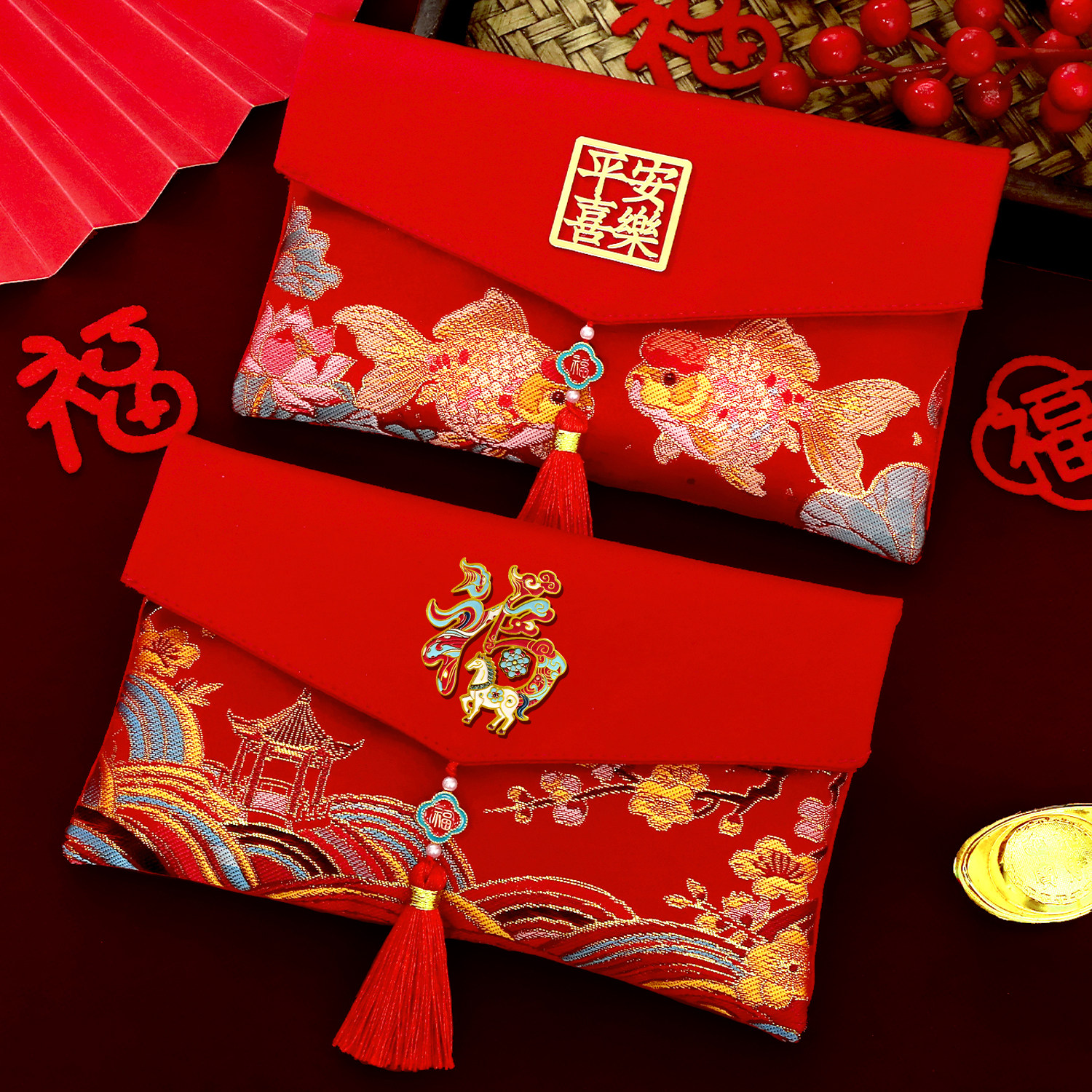 2026马年布艺红包袋新款刺绣万元压岁钱包春节利是封高档国风大号