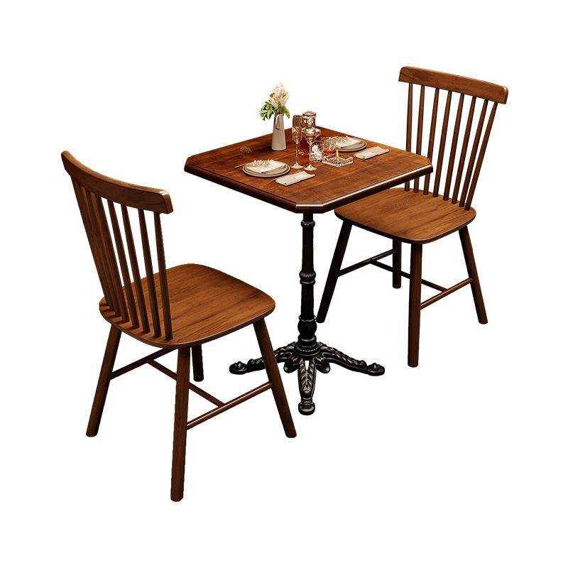 复古咖啡厅实木桌椅组合中古风格烘焙甜品店椅子商用餐饮小方桌子