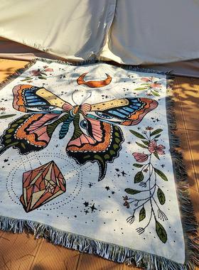 露营毯camping野营线毯波西米亚毯沙发毯棋盘格毯子户外露营盖毯