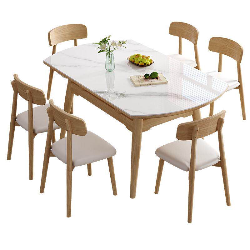 岩板餐桌组合家用吃饭桌子椅子多功能实木可伸缩折叠餐桌家用餐椅