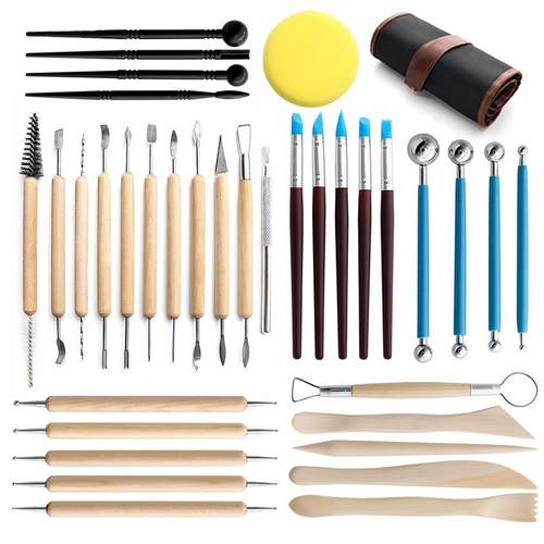 陶艺工具36件套装软陶泥制作辅助雕刻刀粘土DIY圆点压痕笔