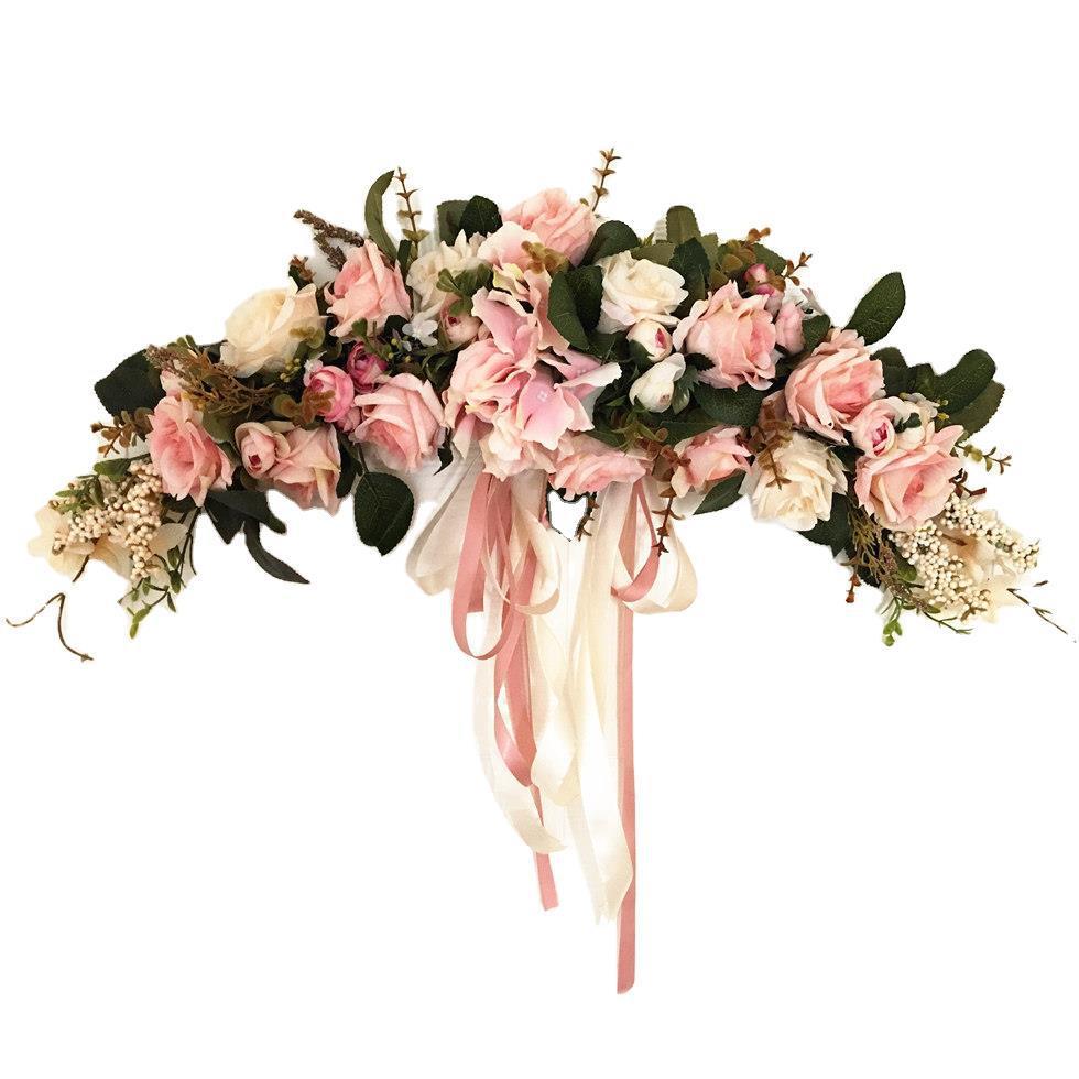 玫瑰仿真花花环假花挂饰门饰心形花环门楣装饰婚庆婚房家居可