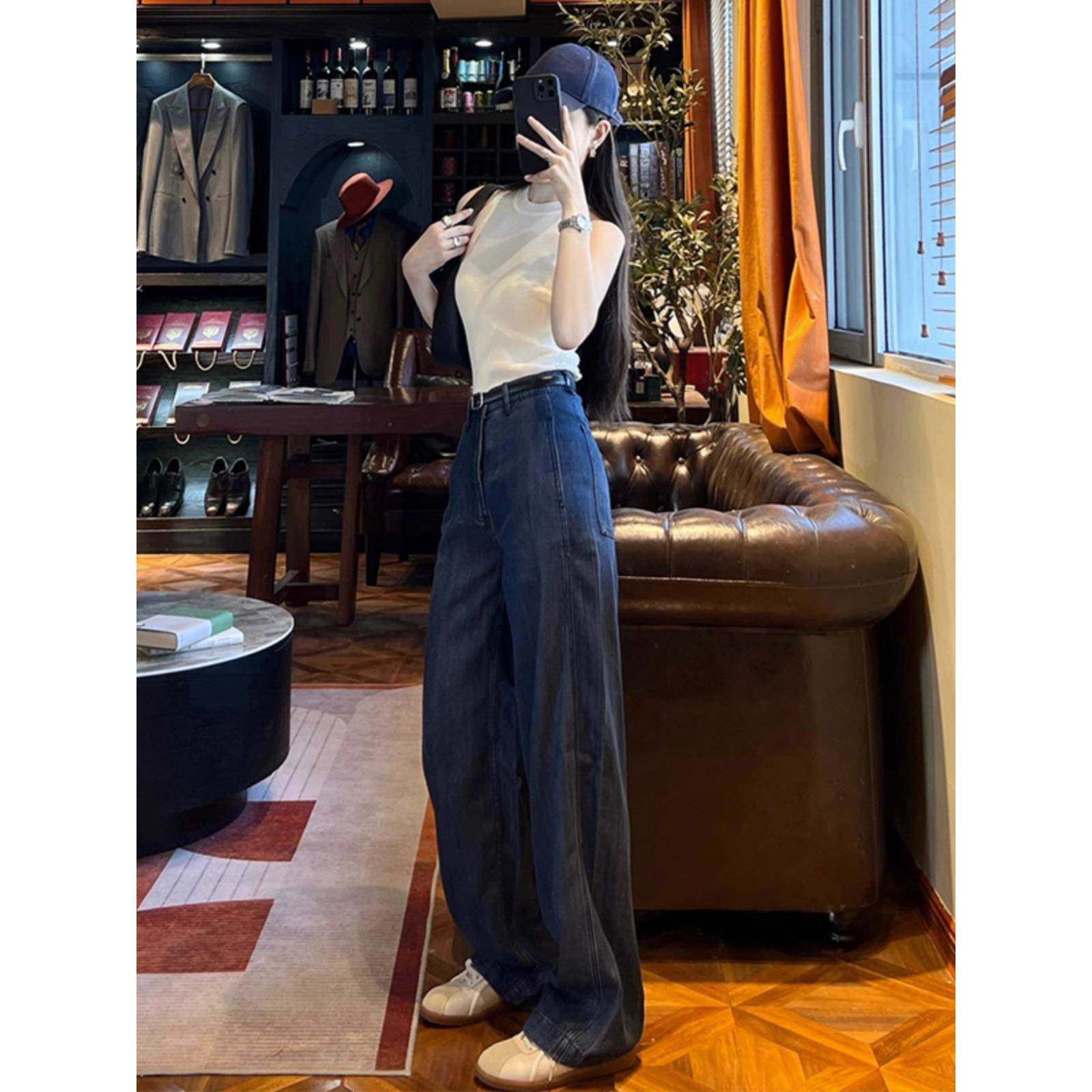 欧洲站搭配成套女2024夏季新款背心上衣直筒牛仔裤显瘦两件套装女