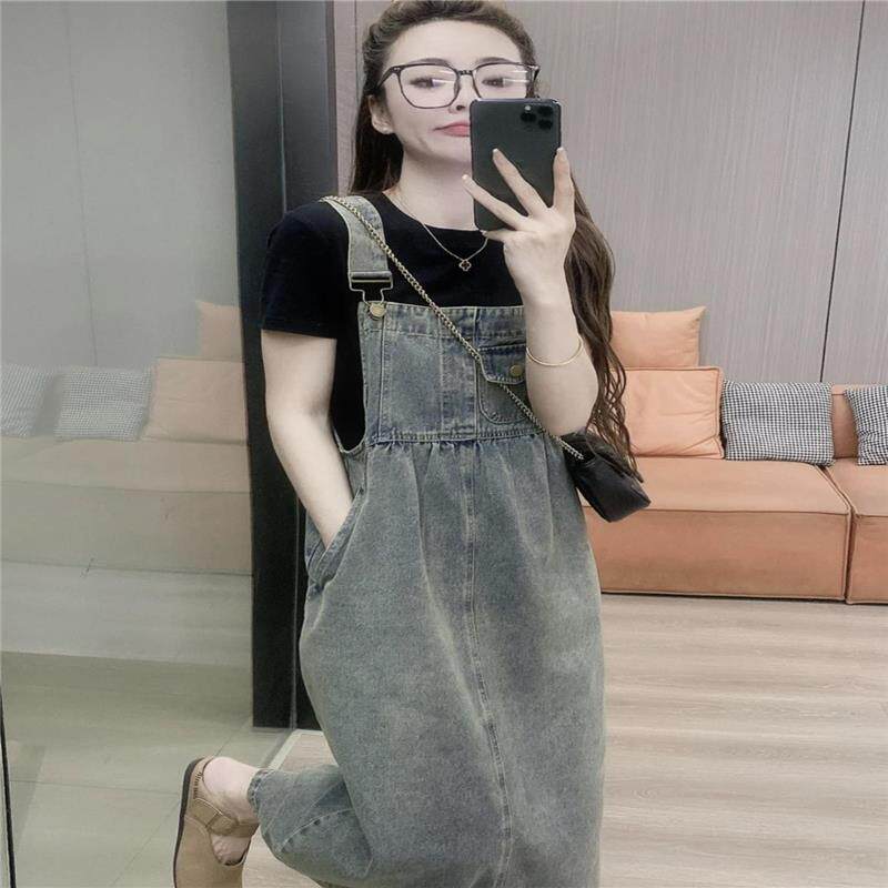 欧货复古洗水牛仔背带裙女2025夏季新款小个子时尚休闲减龄中长裙