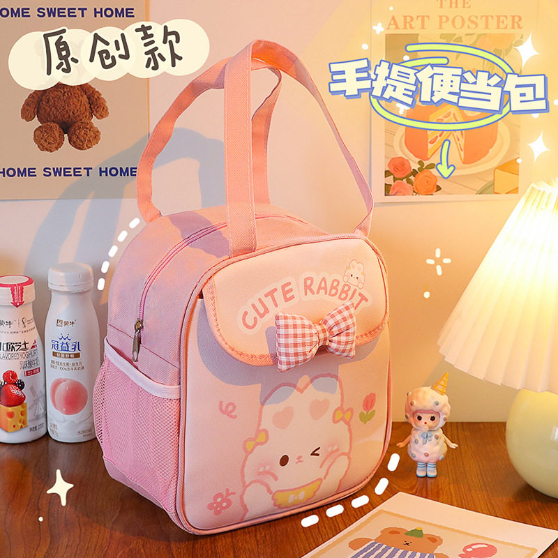 装饭盒袋子儿童小学生餐包带饭手提便当包饭兜帆布袋早餐袋保温包