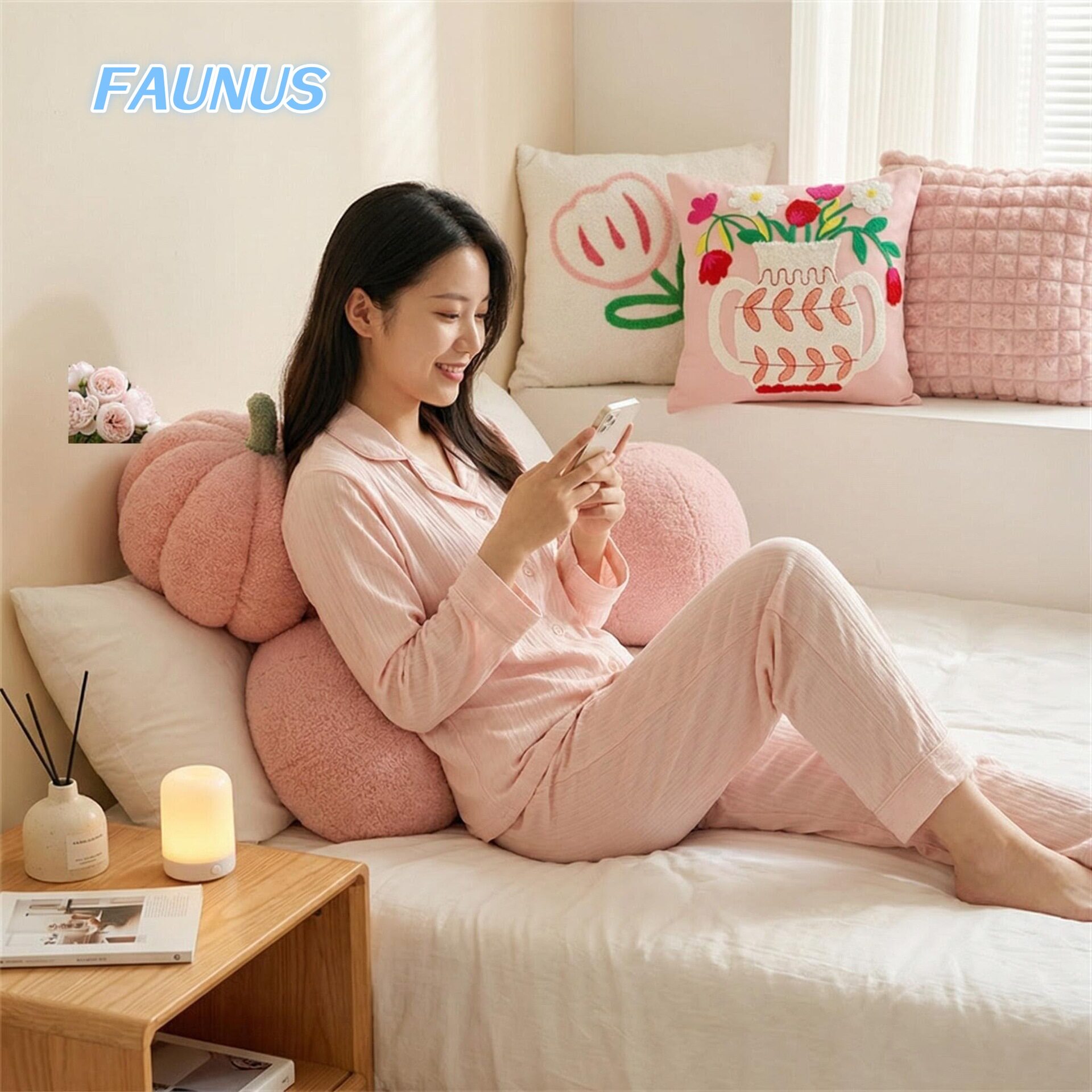 可爱ins风床头抱枕套腰靠垫客厅沙发民宿复古靠枕飘窗蒲团