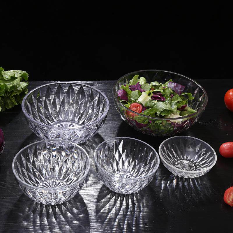 透明玻璃碗家用水果沙拉碗单个ins钻石纹学生泡面创意耐热面膜碗
