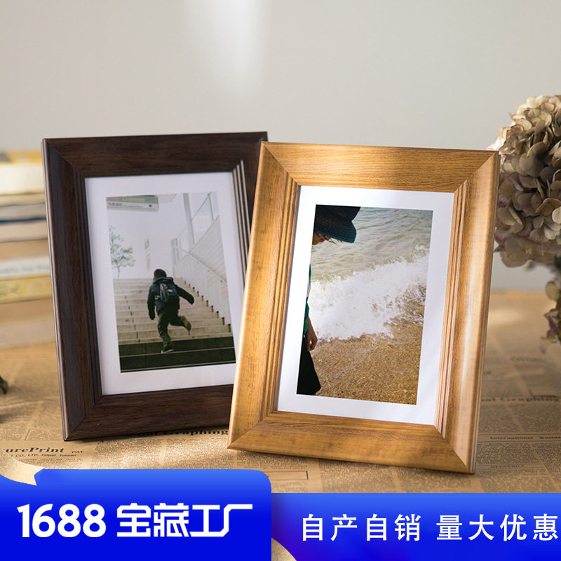 欧式实木挂墙相框摆台7寸6 8 10 12 b5创意相片儿童画框a4定制16k