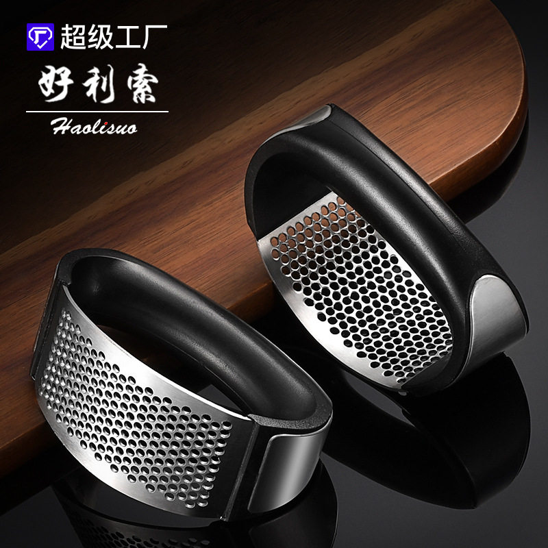 304不锈钢压蒜器环形压蒜泥器家用大蒜捣蒜器手动蒜蓉夹神器剥蒜
