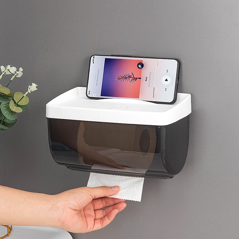 卫生间纸巾盒免打孔创意吸盘式厕所浴室抽纸卷纸筒家用防水厕纸盒