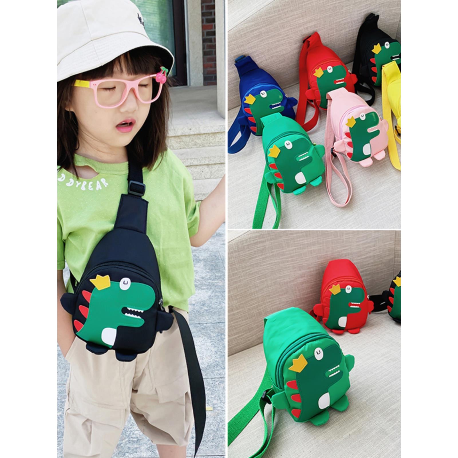 韩版儿童小腰包男童女童潮包恐龙斜挎包时尚胸包可爱背包宝宝包包