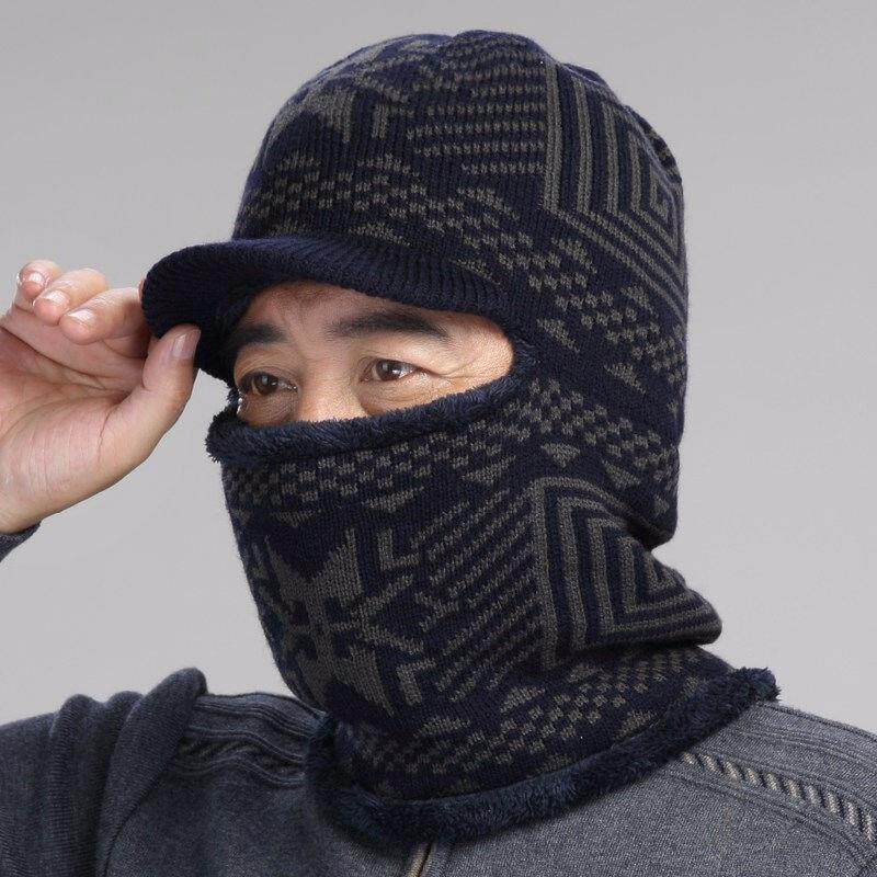 中老年人帽子男冬季针织毛线老人帽老头爷爷帽加厚护耳保暖爸爸帽