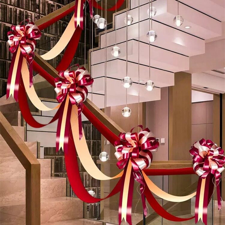 结婚楼梯纱幔套装创意婚礼拉花婚房装饰布置楼梯扶手气球婚庆用品