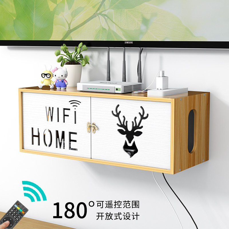 网线盒装饰遮挡电线收纳盒客厅家用放路由器的漏油器柜子挂墙