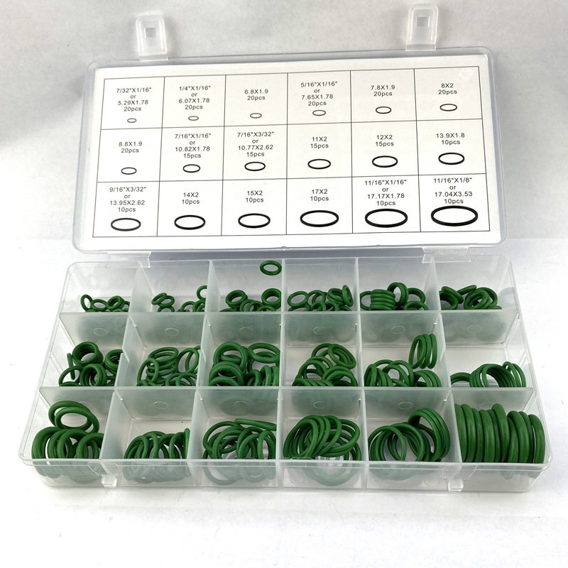 加氟耐高压存放盒橡皮圈胶环分装汽车空调密封胶圈o型圈带盖黑色
