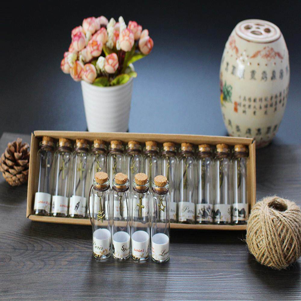 一盒12只创意迷你幸运瓶小号木塞玻璃瓶子diy手工制作礼物许愿瓶