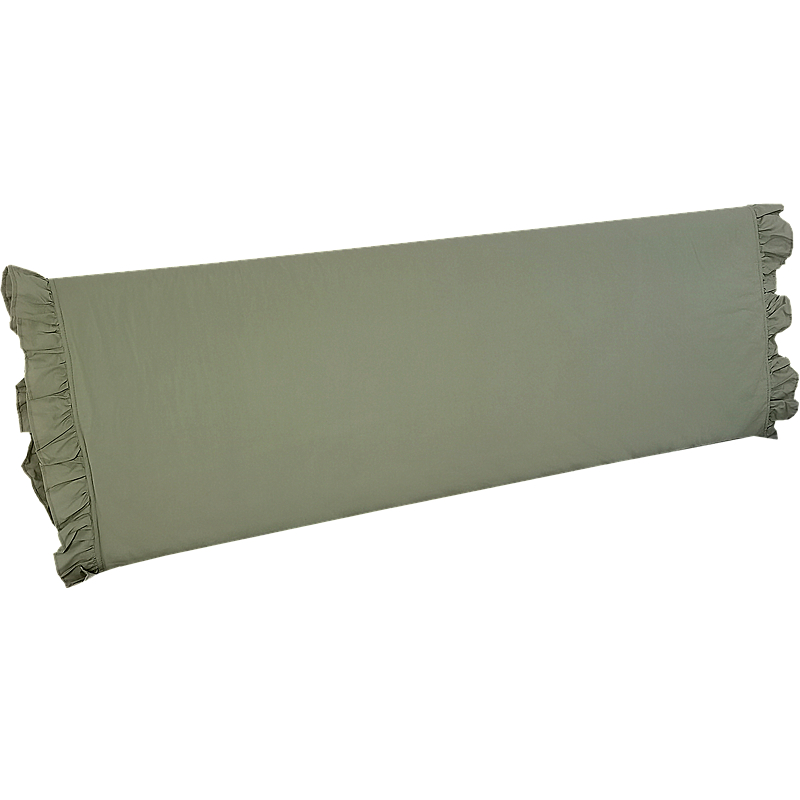 全棉加厚纯浅绿色床头罩布艺夹棉实木防撞海绵床R头套保护套系带