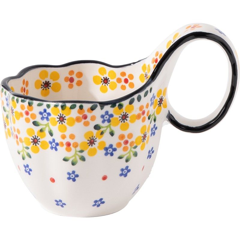 外贸波兰彩陶瓷曲l把杯大容量马克杯高档出口杯子家用情侣水杯男,餐饮具,马克杯,淘宝优惠券,粉丝福利购,淘宝优惠卷