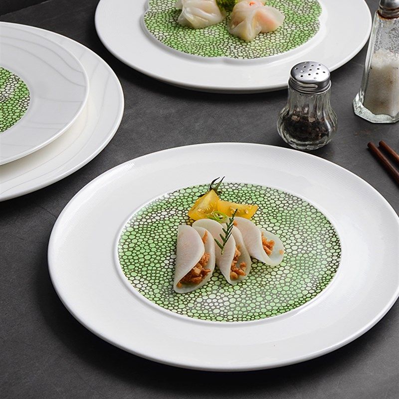 创意陶瓷冷菜盘中式圆形意境菜A盘子餐具西餐盘平盘凉菜盘甜点盘,餐饮具,盘,淘宝优惠券,粉丝福利购,淘宝优惠卷