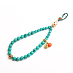 汽车钥匙挂件手机链挂饰手腕款绿松石手工编织创意男Z女神款高档