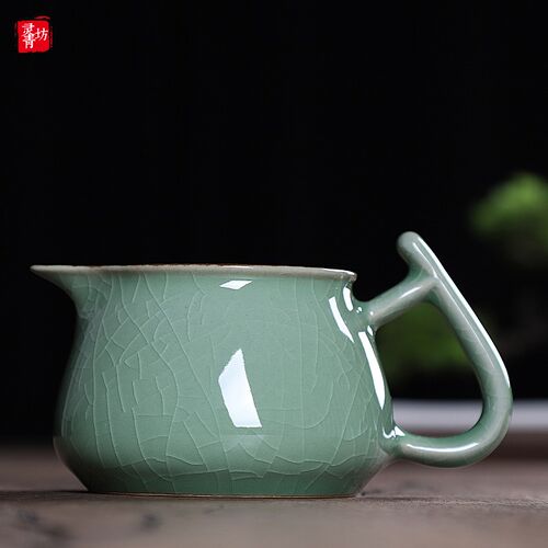 青瓷公道杯陶瓷大号o公杯分茶器耐热大容量茶海高档分茶杯哥窑开