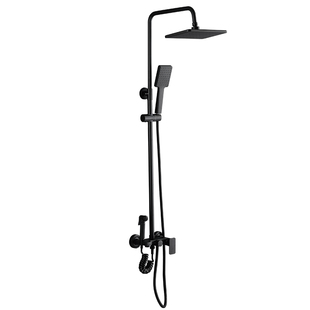 淋浴花洒套装 家用宿舍洗澡神器莲蓬头浴室黑色增压U淋雨喷头沐浴