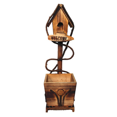 实木复古鸟屋创意木质花盆户外花园阳台橱窗道具U幼儿园装饰摆件