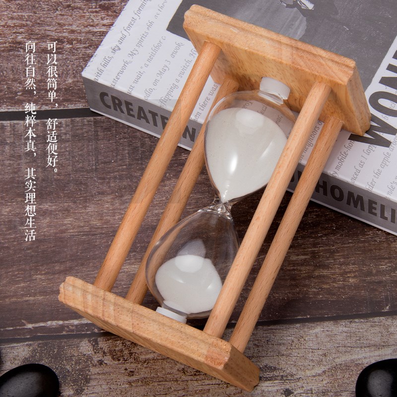 心理咨询室时间沙漏60分钟计时器实木创意复古流沙瓶装.饰布置摆