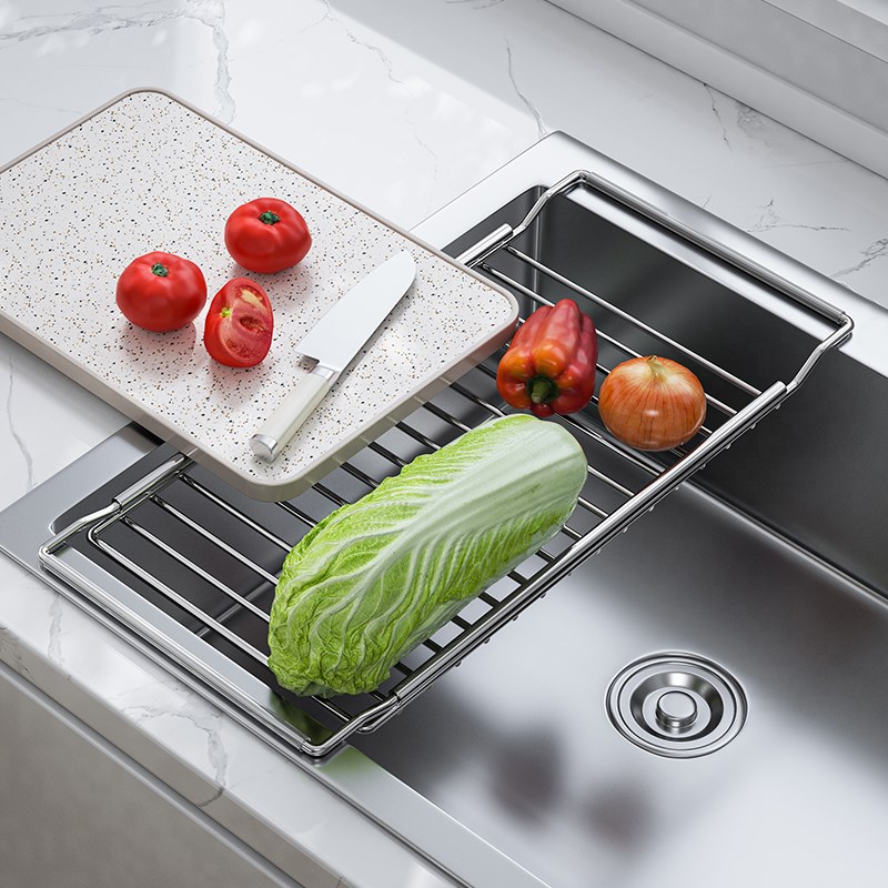 不锈钢厨房水槽上k方碗碟沥水篮过滤网洗碗洗菜盆伸缩碗盘沥水架