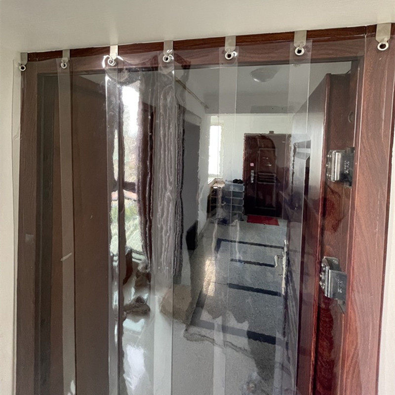 pvc空调门帘防走冷气免打u孔商用透明挡风软玻璃隔断帘挂钩皮门帘