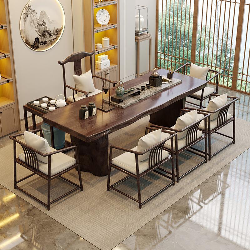 新中式茶茶全套家用实木茶桌见详情椅组合酒店公桌司泡办桌公室大