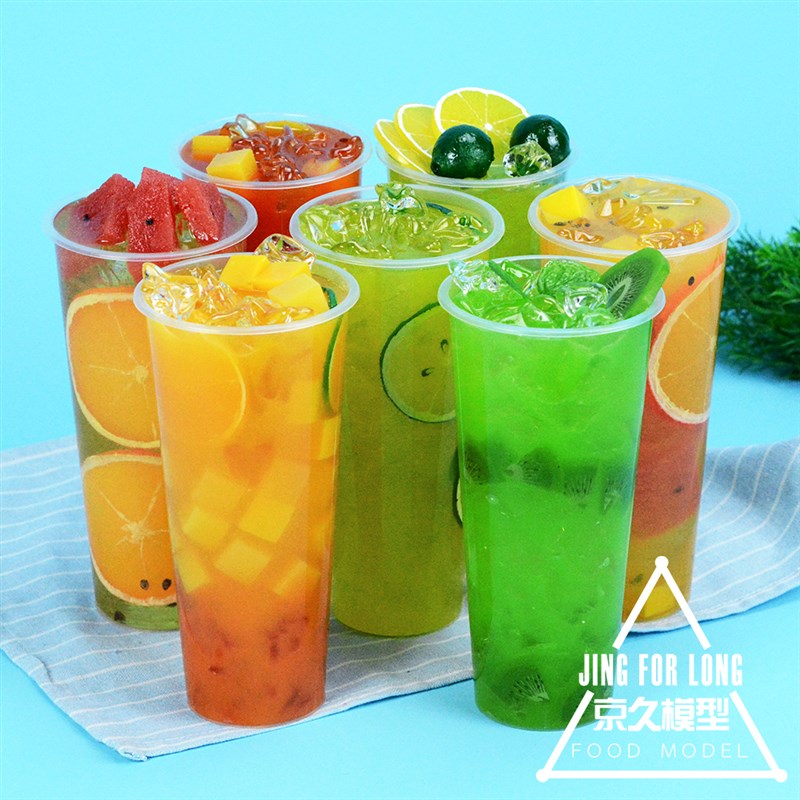 仿真奶盖饮料水果茶金桔柠檬汁贡喜E茶饮品食品食物模型展示样品