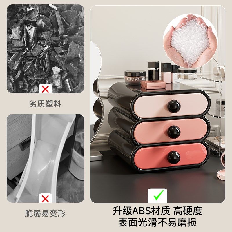 化妆品收纳盒桌面抽屉式置物架高级G感梳妆台口红宿舍多层整理柜,收纳整理,桌面收纳盒,淘宝优惠券,粉丝福利购,淘宝优惠卷