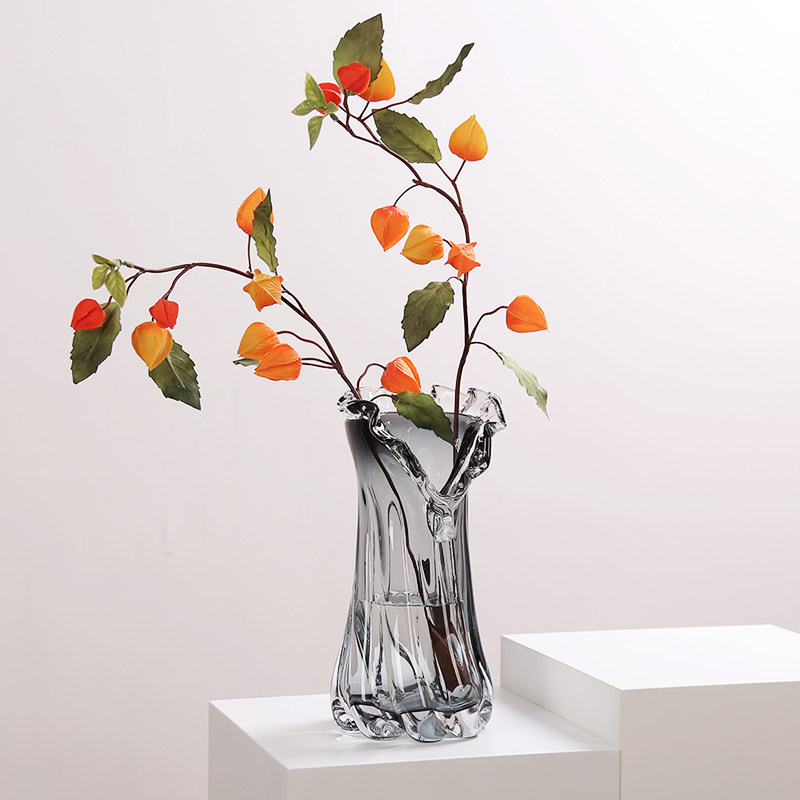 琉璃烟灰色花瓶轻奢艺术摆件客厅茶几电视柜可水T培插花花器装饰,家居饰品,花瓶,淘宝优惠券,粉丝福利购,淘宝优惠卷