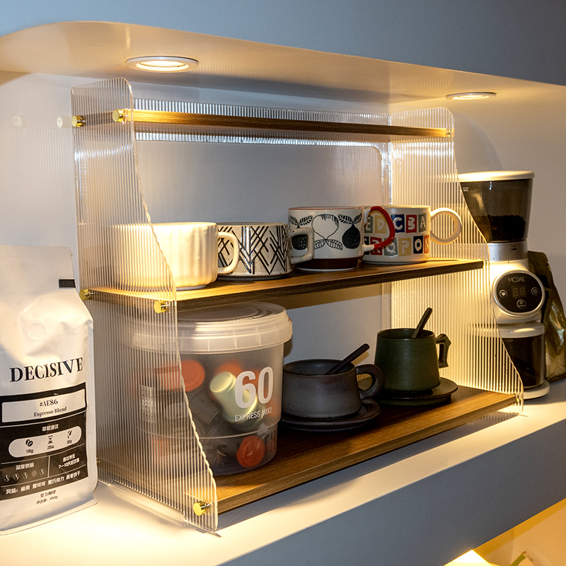 亚克力杯子收纳置物架桌面放水杯咖啡杯J茶杯马克杯多层餐边展示