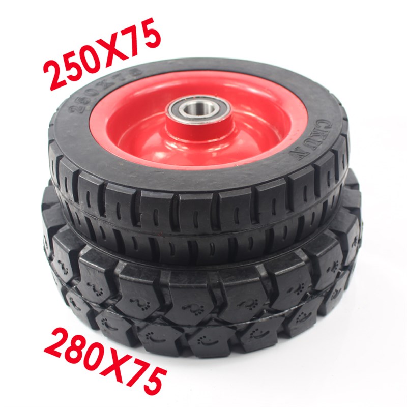 280X75/70灰斗车实心轮胎 250x75/70灰斗车前轮T转向轮6205轴承