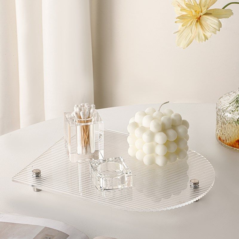 ins亚克c力透明托盘家用桌面护肤化妆品收纳置物架多功能点心茶盘,收纳整理,桌面收纳盒,淘宝优惠券,粉丝福利购,淘宝优惠卷