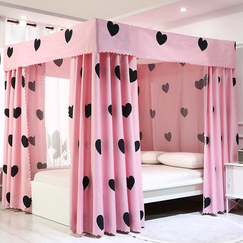 家用遮光床帘1.8m床落地加粗支架蚊帐1.5m全封S闭遮挡床幔防风床