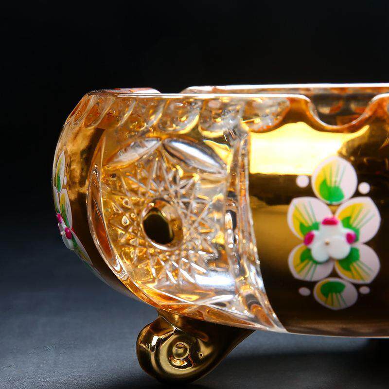 欧式奢华高档水玻璃烟灰缸晶创个性潮G流多功能家用意客厅烟缸珐