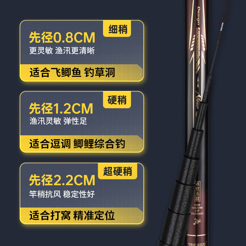克虏搏飞拔8/9/10/11t/12/13米短节炮竿溪流手竿超轻超硬碳素杆