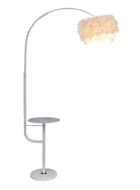 客厅落地灯北欧简约带角茶41526羽毛无线充电落地灯卧室床头几落